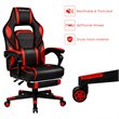 Costway Contemporary PVC and Sponge Massage Gaming Chair with Footrest in Red