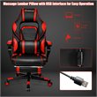 Costway Contemporary PVC and Sponge Massage Gaming Chair with Footrest in Red