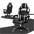 Costway Contemporary PVC and Sponge Massage Gaming Chair with Footrest in White