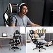 Costway Contemporary PVC and Sponge Massage Gaming Chair with Footrest in White