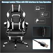 Costway Contemporary PVC and Sponge Massage Gaming Chair with Footrest in White