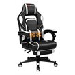 Costway Contemporary PVC and Sponge Massage Gaming Chair with Footrest in White