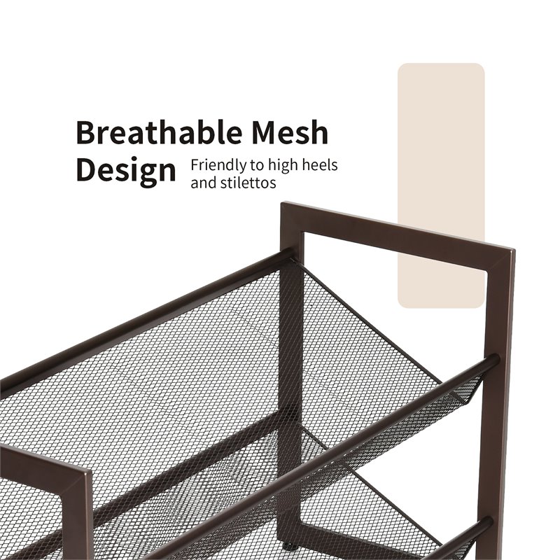 Costway 2-Tier Shoe Rack Adjust to Flat Slant Shoe Organizer Hold Stand in Brown