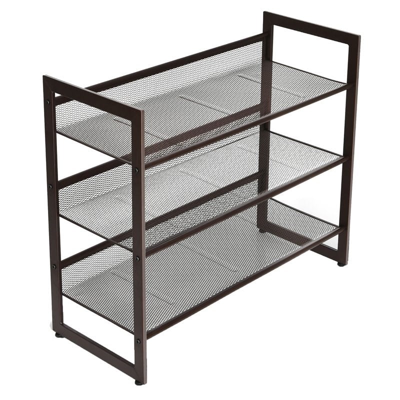Costway 3-Tier Shoe Rack Adjust to Flat Slant Shoe Organizer Hold Stand in Brown
