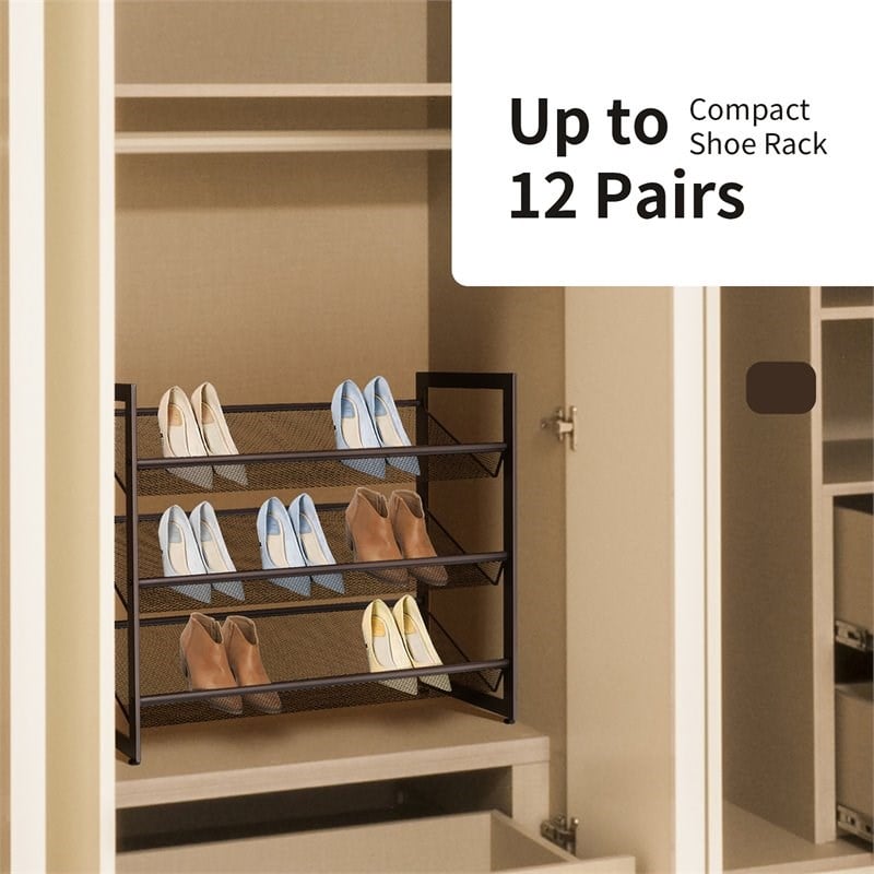 Costway 3-Tier Shoe Rack Adjust to Flat Slant Shoe Organizer Hold Stand in Brown