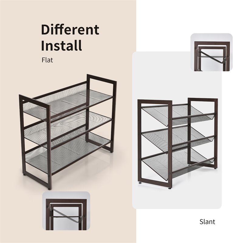 Costway 10-Tier Shoe Rack Space-saving Shoe Organizer W/Metal