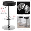 Costway Round Leather & Steel Adjustable Swivel Bar Stool with Footrest in Black