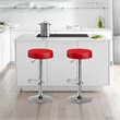 Costway Round Leather & Steel Adjustable Swivel Bar Stool with Footrest in Red