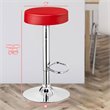 Costway Round Leather & Steel Adjustable Swivel Bar Stool with Footrest in Red