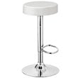 Costway Round Leather & Steel Adjustable Swivel Bar Stool with Footrest in White