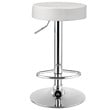 Costway Round Leather & Steel Adjustable Swivel Bar Stool with Footrest in White