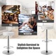 Costway Round Leather & Steel Adjustable Swivel Bar Stool with Footrest in White