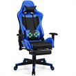 Costway PVC and Sponge Massage Gaming Chair with Footrest in Blue