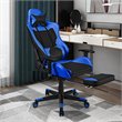 Costway PVC and Sponge Massage Gaming Chair with Footrest in Blue
