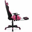 Costway PVC and Sponge Massage Gaming Chair with Footrest in Pink