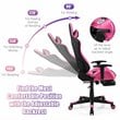 Costway PVC and Sponge Massage Gaming Chair with Footrest in Pink