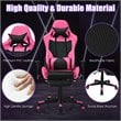 Costway PVC and Sponge Massage Gaming Chair with Footrest in Pink