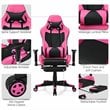 Costway PVC and Sponge Massage Gaming Chair with Footrest in Pink
