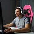 Costway PVC and Sponge Massage Gaming Chair with Footrest in Pink