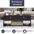Costway Engineered Wood Coffee Table with 2 Drawers & Storage Shelf in Black