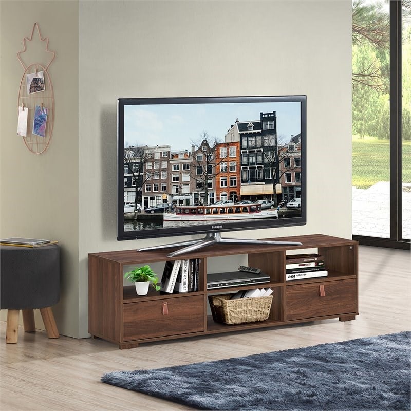Costway TV Stand/Entertainment Center for TV's up to 60'' with Drawers in Walnut