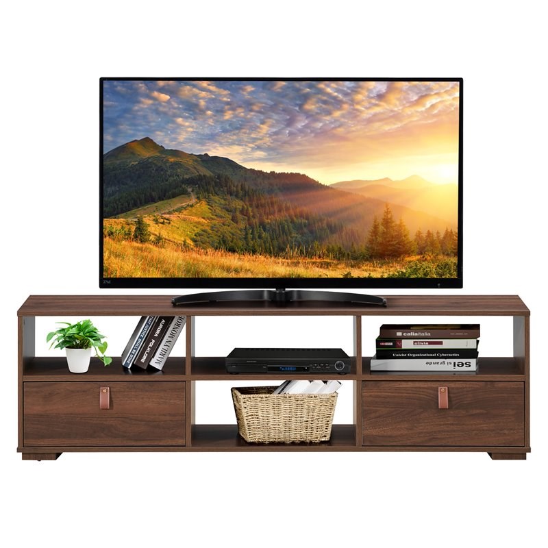 Costway TV Stand/Entertainment Center for TV's up to 60'' with Drawers in Walnut