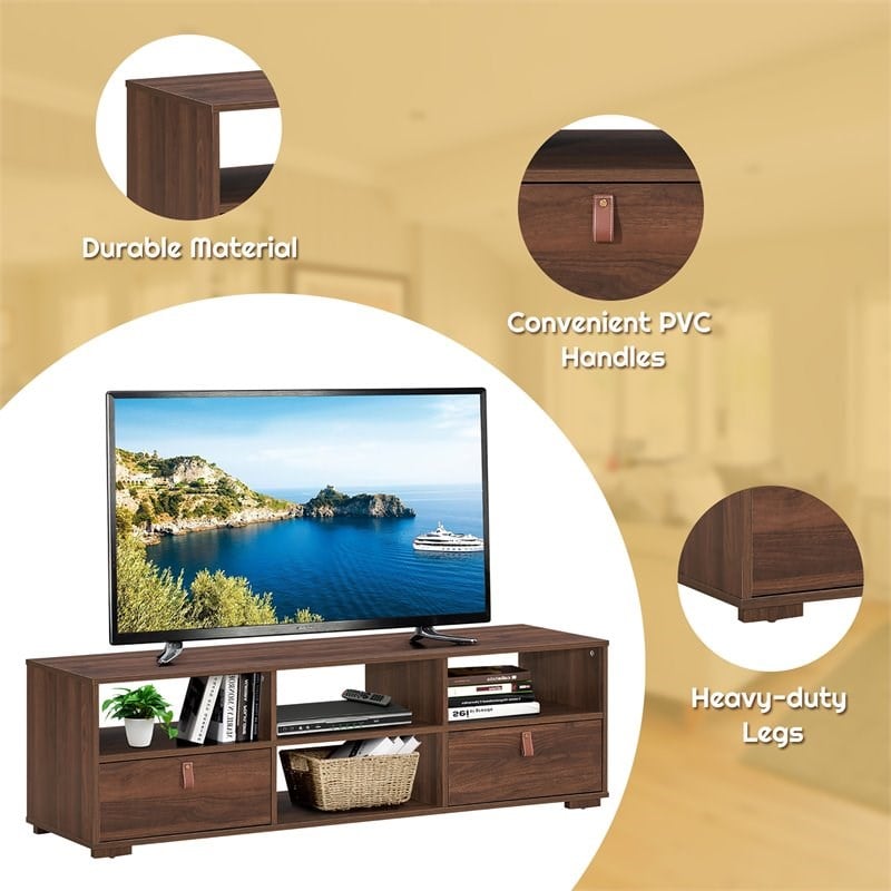 Costway TV Stand/Entertainment Center for TV's up to 60'' with Drawers in Walnut