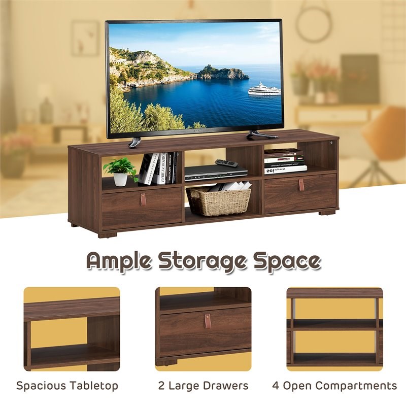 Costway TV Stand/Entertainment Center for TV's up to 60'' with Drawers in Walnut
