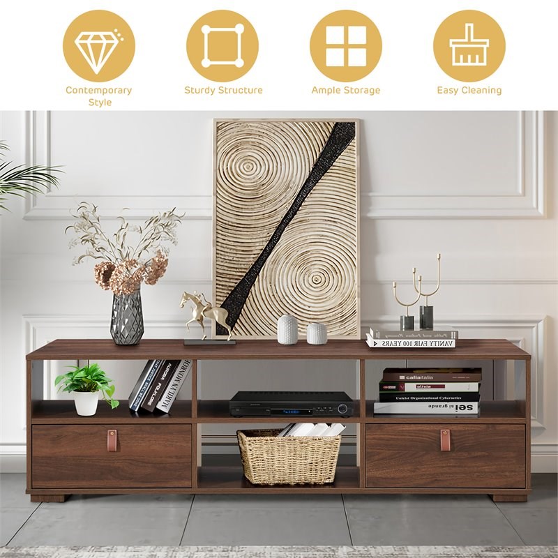 Costway TV Stand/Entertainment Center for TV's up to 60'' with Drawers in Walnut