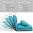 Costway 6-Position Adjustable Lounge Couch Foldable Floor Sofa Bed in Blue