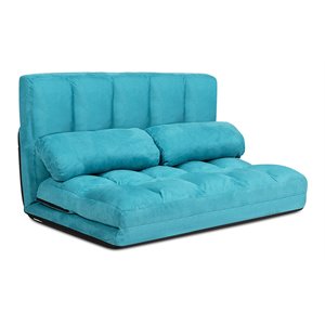 costway 6-position adjustable lounge couch foldable floor sofa bed in blue