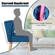Costway Thick Padded Velvet Tufted Leisure Chair and Ottoman Set in Blue