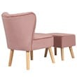 Costway Thick Padded Velvet Tufted Leisure Chair and Ottoman Set in Pink