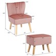 Costway Thick Padded Velvet Tufted Leisure Chair and Ottoman Set in Pink