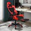Costway PVC and Sponge Massage Gaming Chair with Footrest in Red
