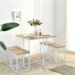 Costway 5-piece Compact Wood Dining Table & 4 Stools in Natural/Vintage White