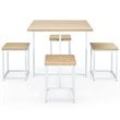 Costway 5-piece Compact Wood Dining Table & 4 Stools in Natural/Vintage White
