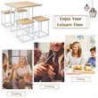 Costway 5-piece Compact Wood Dining Table & 4 Stools in Natural/Vintage White
