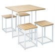 Costway 5-piece Compact Wood Dining Table & 4 Stools in Natural/Vintage White