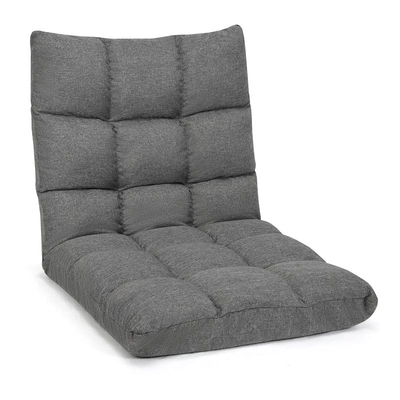 Costway Cotton Adjustable 14-Position Floor Gaming Sofa Chair in Gray