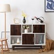 Costway Contemporary Pine Wood Side Board with Door & Shelf in White