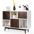 Costway Contemporary Pine Wood Side Board with Door & Shelf in White