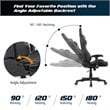 Costway Faux Leather Swivel Massage Gaming Chair with Lumbar Support in Gray