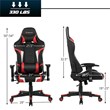 Costway Faux Leather Swivel Massage Gaming Chair with Lumbar Support in Red