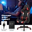 Costway Faux Leather Swivel Massage Gaming Chair with Lumbar Support in Red