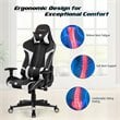 Costway Faux Leather Swivel Massage Gaming Chair with Lumbar Support in White