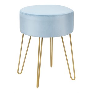 costway 18'' round velvet ottoman/footrest stool/dressing chair in light blue