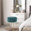 Costway 18'' Round Velvet Ottoman/Footrest Stool/Dressing Chair in Dark Green