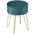 Costway 18'' Round Velvet Ottoman/Footrest Stool/Dressing Chair in Dark Green