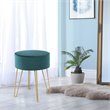 Costway 18'' Round Velvet Ottoman/Footrest Stool/Dressing Chair in Dark Green